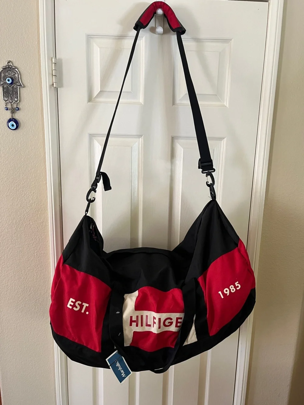 Tommy Hilfiger Black and Red Logo Duffel New with tags